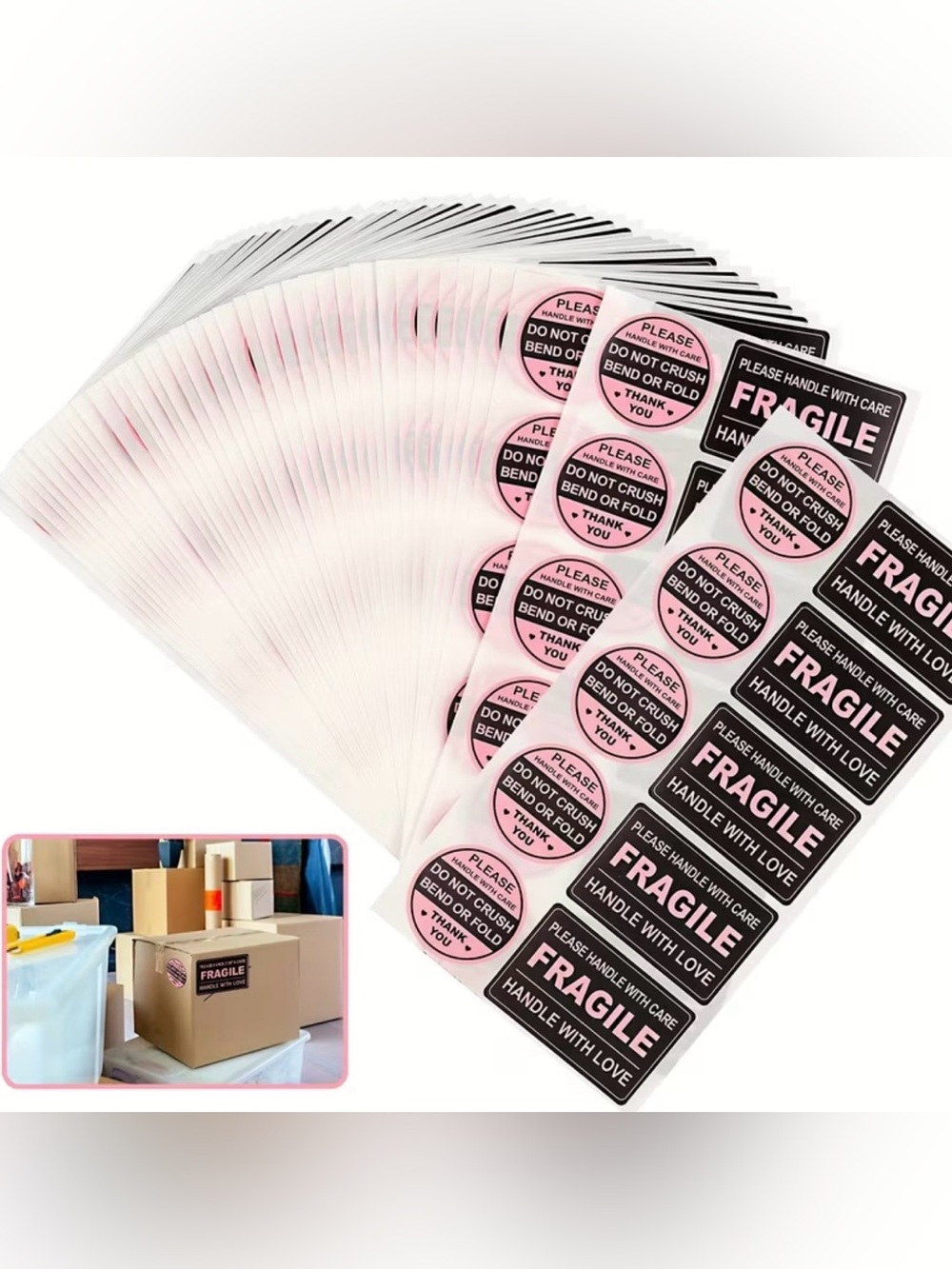 50 Fragile Handle With Love Stickers